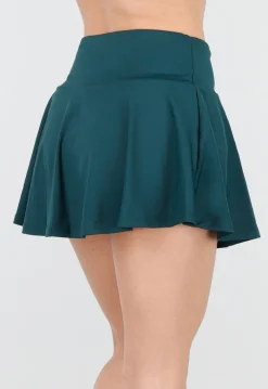 Donkergroene Geplooide Skort met Stretch