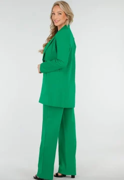 Donkergroene Halflange Blazer met Stretch