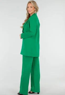 Donkergroene Halflange Blazer met Stretch