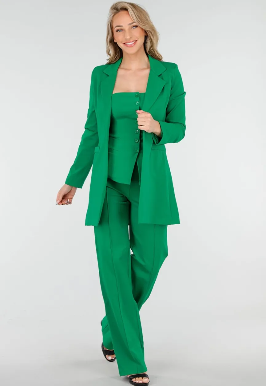 Donkergroene Halflange Blazer met Stretch