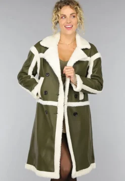 Donkergroene Lammy Trench Coat
