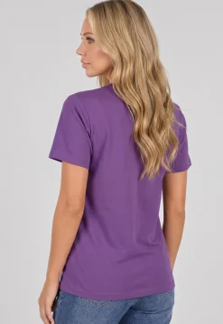 Donker Paars Basic T-Shirt met Lichte Stretch