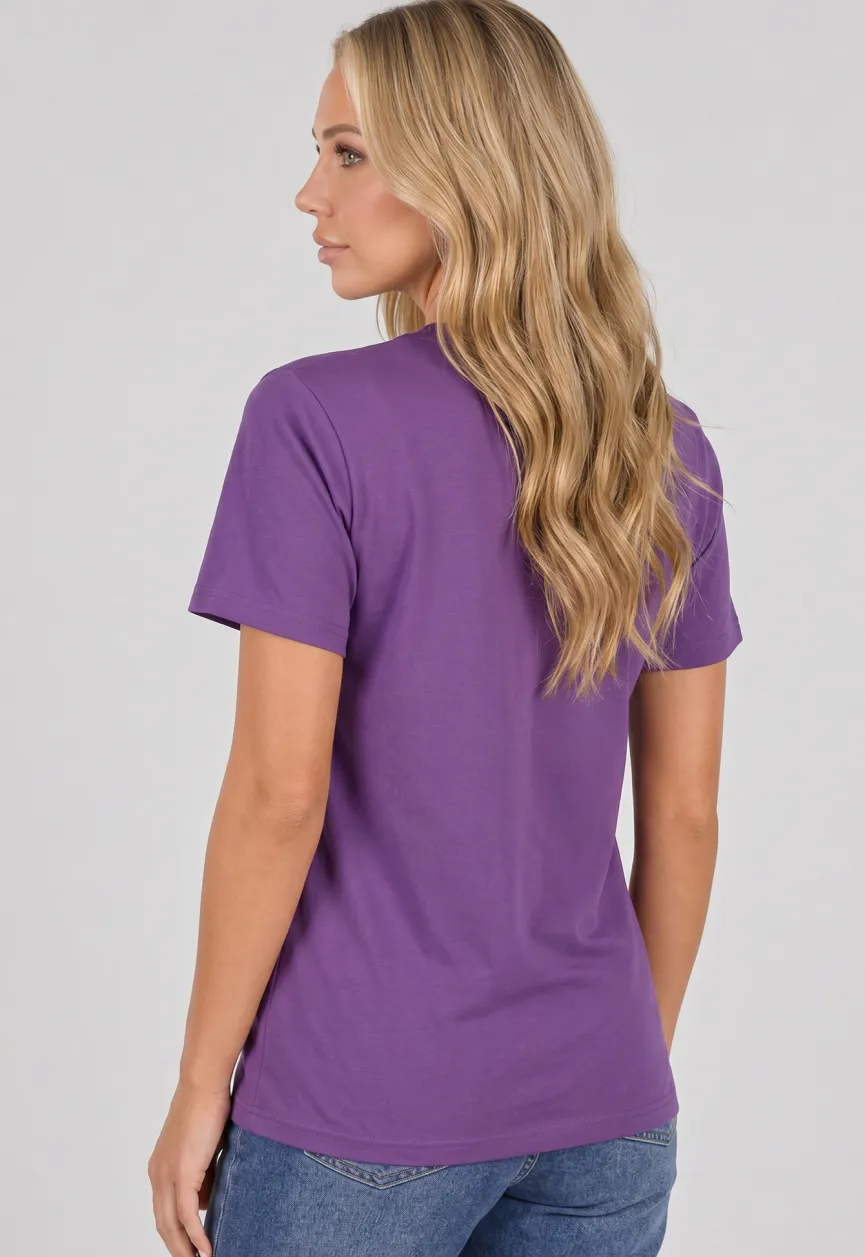 Donker Paars Basic T-Shirt met Lichte Stretch