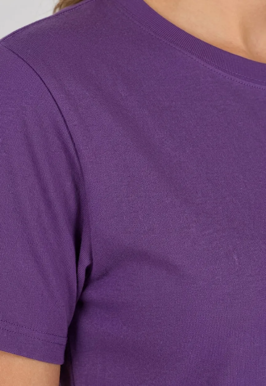 Donker Paars Basic T-Shirt met Lichte Stretch
