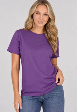 Donker Paars Basic T-Shirt met Lichte Stretch