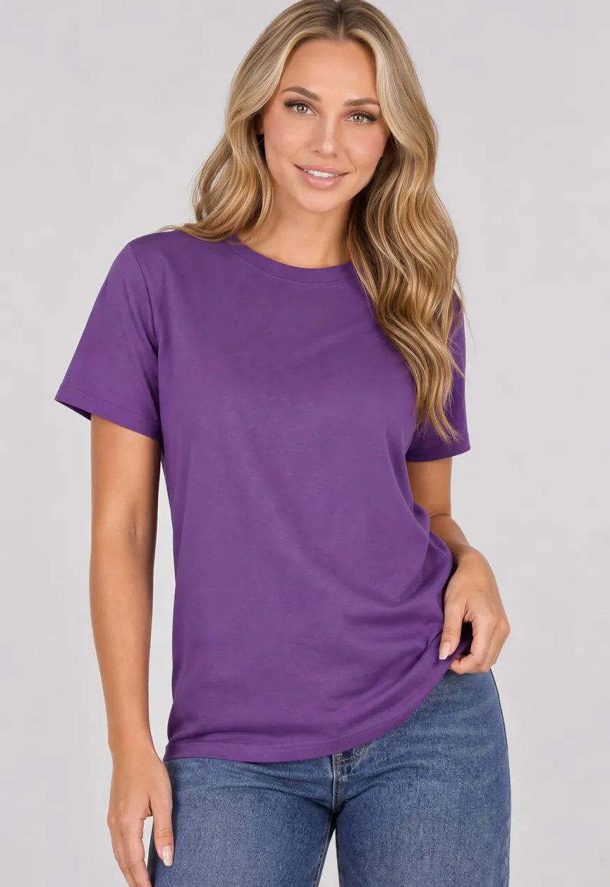Donker Paars Basic T-Shirt met Lichte Stretch