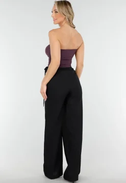 Donkerpaarse Sport Bandeau Top met Stretch en Pads