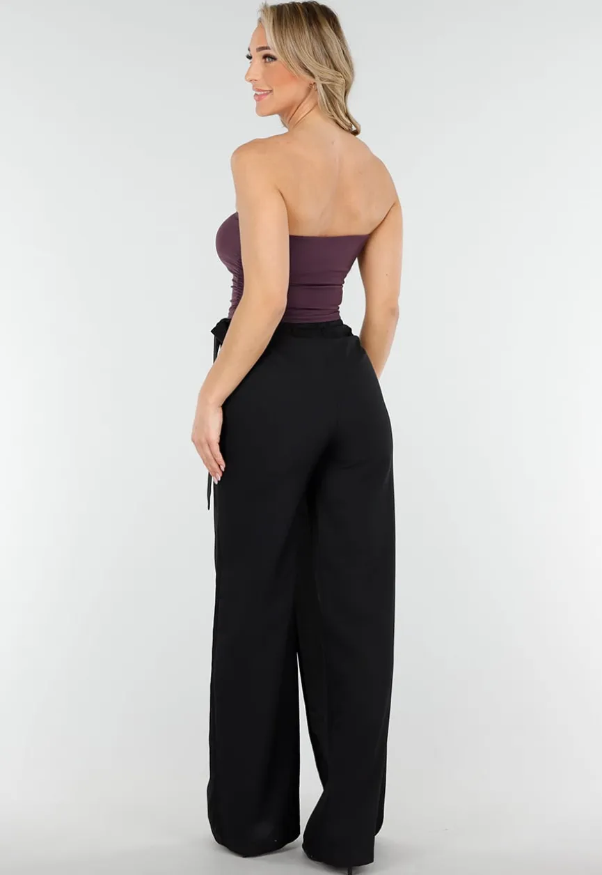 Donkerpaarse Sport Bandeau Top met Stretch en Pads