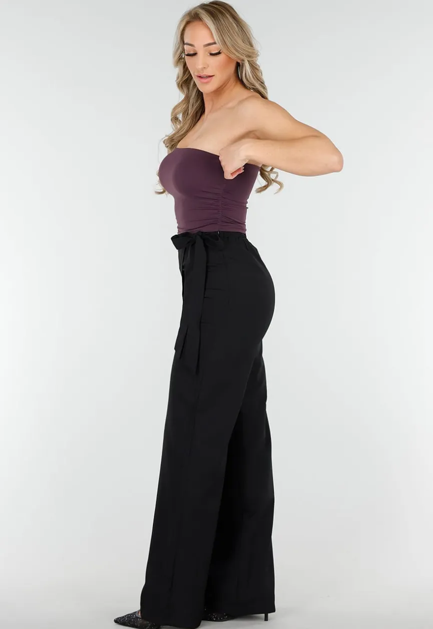 Donkerpaarse Sport Bandeau Top met Stretch en Pads
