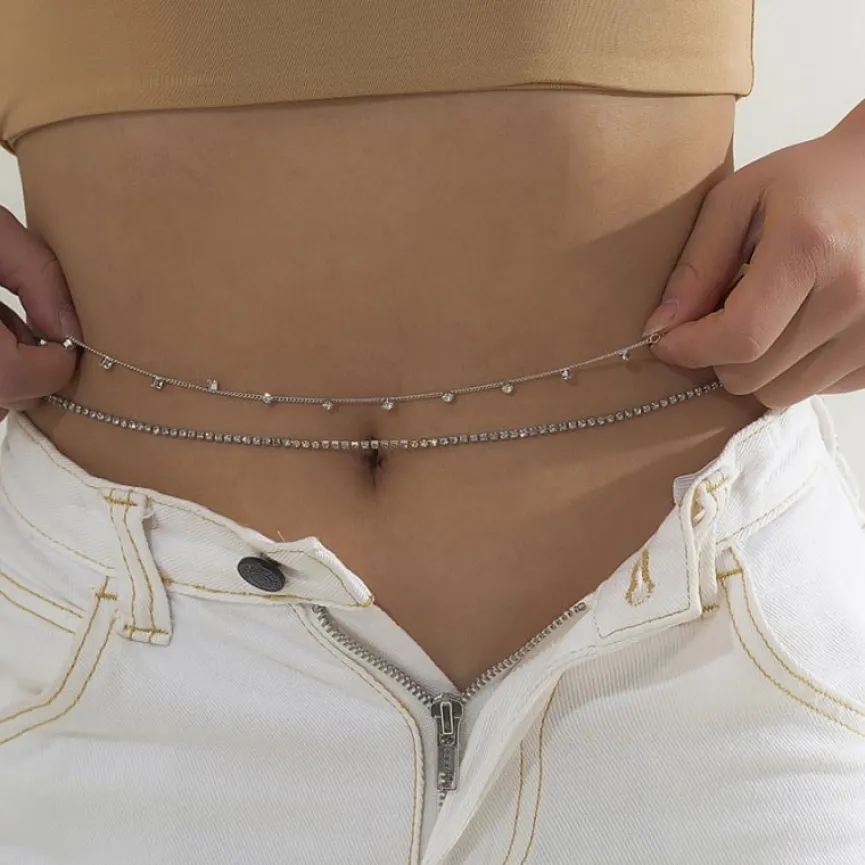 Dubbele Buikketting met Steentjes