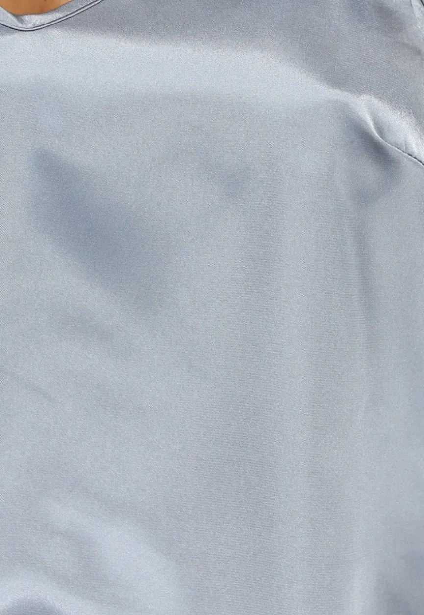 Dubbele Lichtblauwe en Donkerblauwe Satijnen Pyjama Set