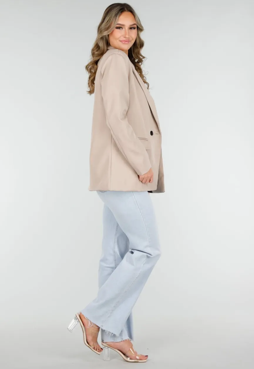 Dubbelknoop Blazer Beige
