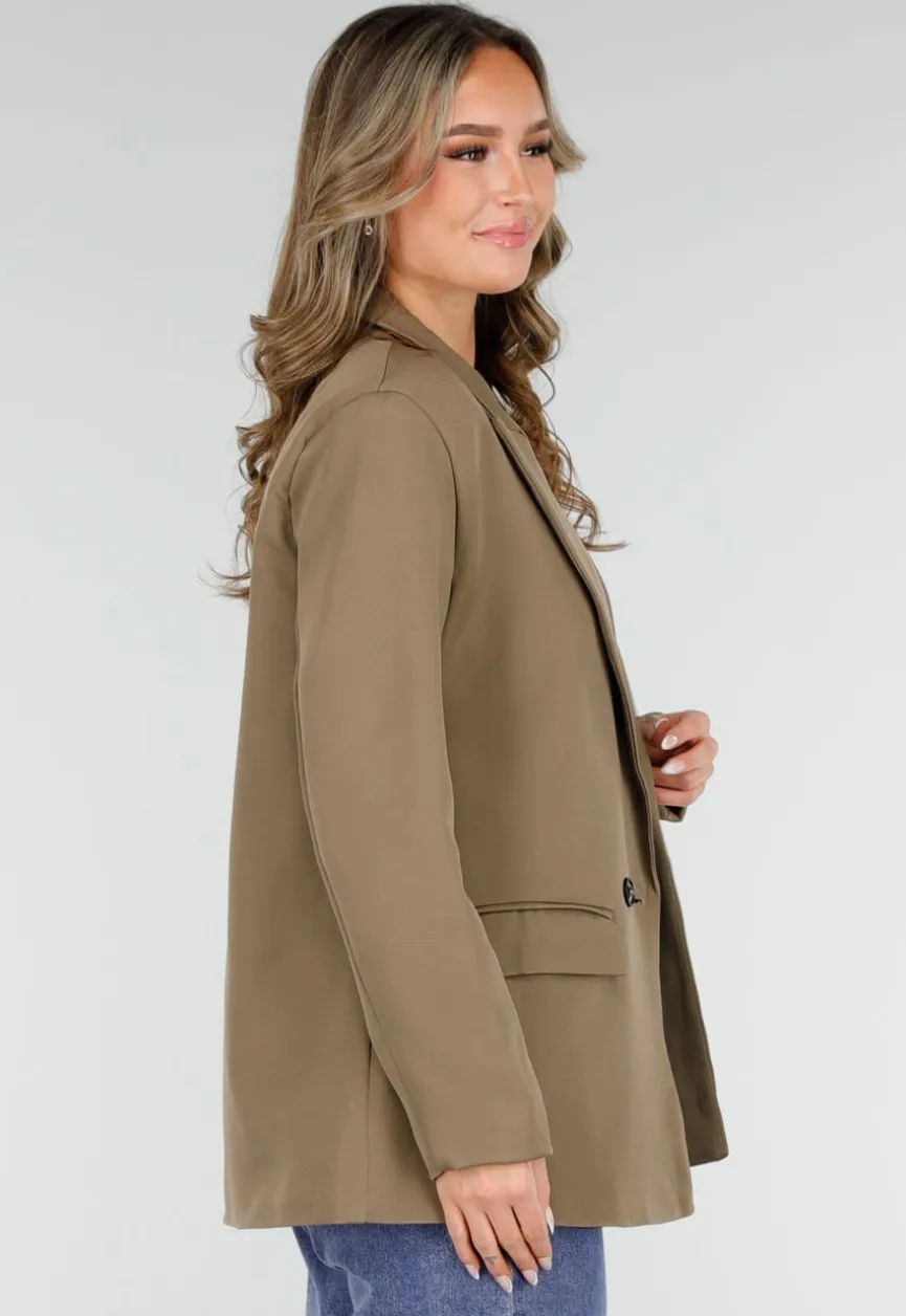 Dubbelknoop Khaki Blazer