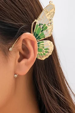 Earcuff met Groen Vlinder Ontwerp