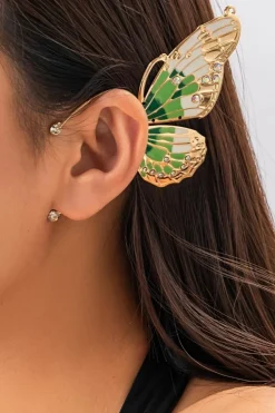 Earcuff met Groen Vlinder Ontwerp