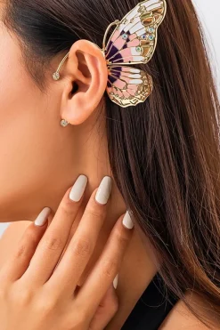 Earcuff met Roze Vlinder Ontwerp
