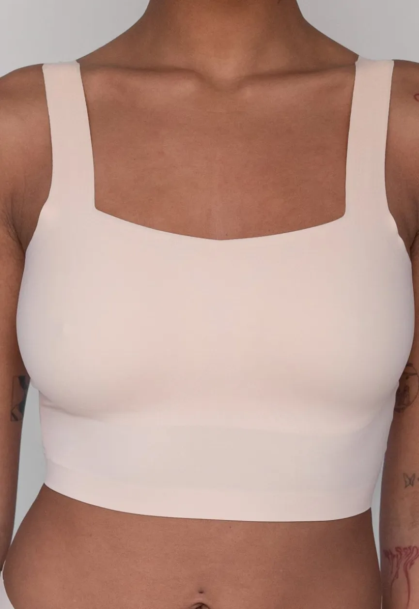 Ecru Naadloze BH Top met Uitneembare Pads