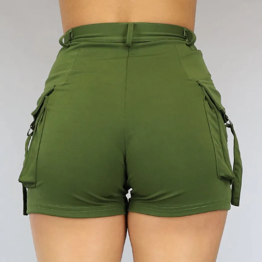 Elastische Cargo Short met Zilveren Details