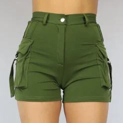 Elastische Cargo Short met Zilveren Details