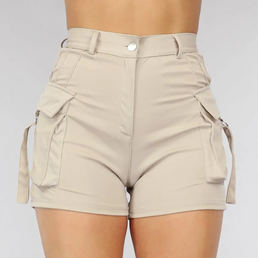 Elastische Cargo Short met Zilveren Details