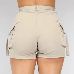 Elastische Cargo Short met Zilveren Details