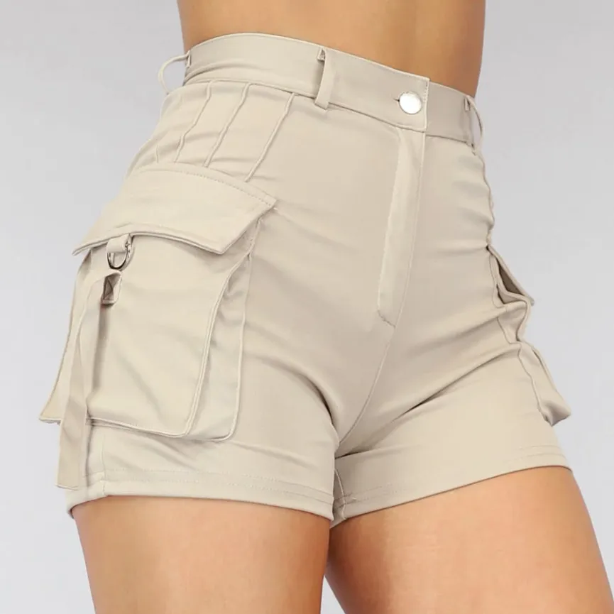 Elastische Cargo Short met Zilveren Details