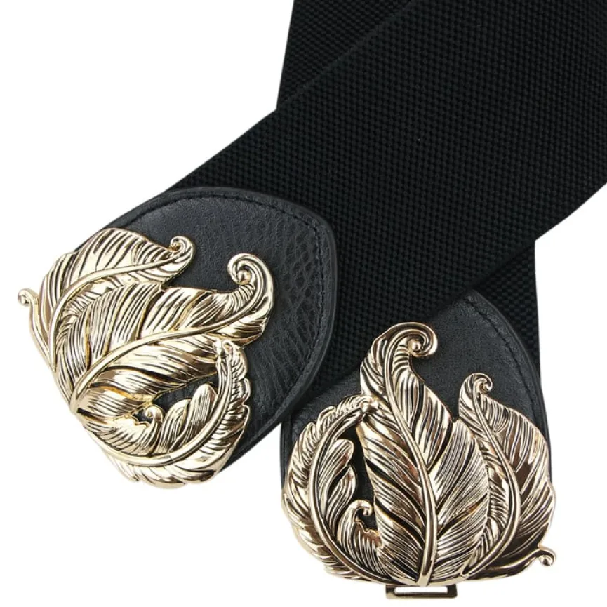 Elastische Tailleriem met Gouden Haaksluiting