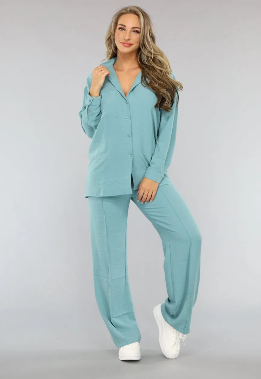 Elastische Turquoise Two Piece