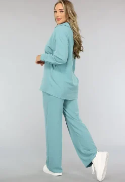 Elastische Turquoise Two Piece