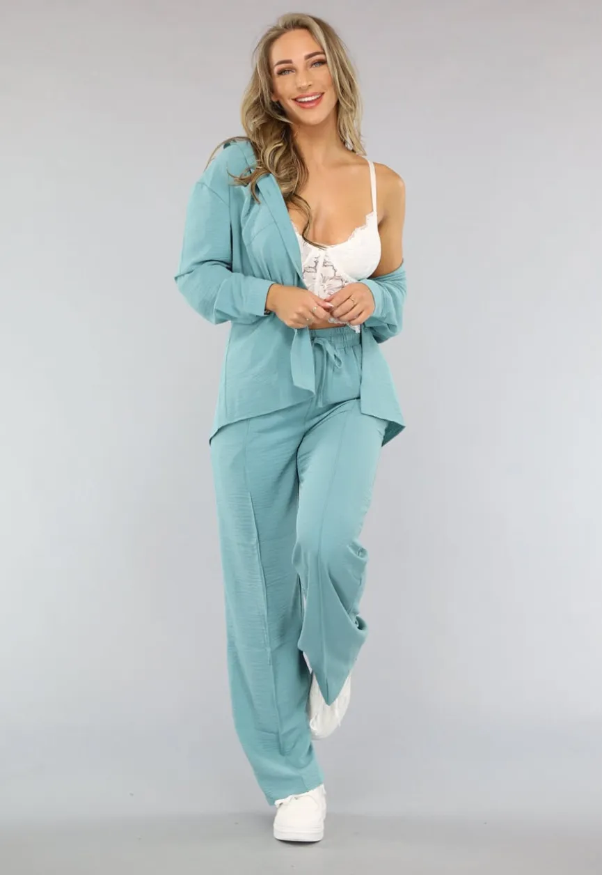Elastische Turquoise Two Piece