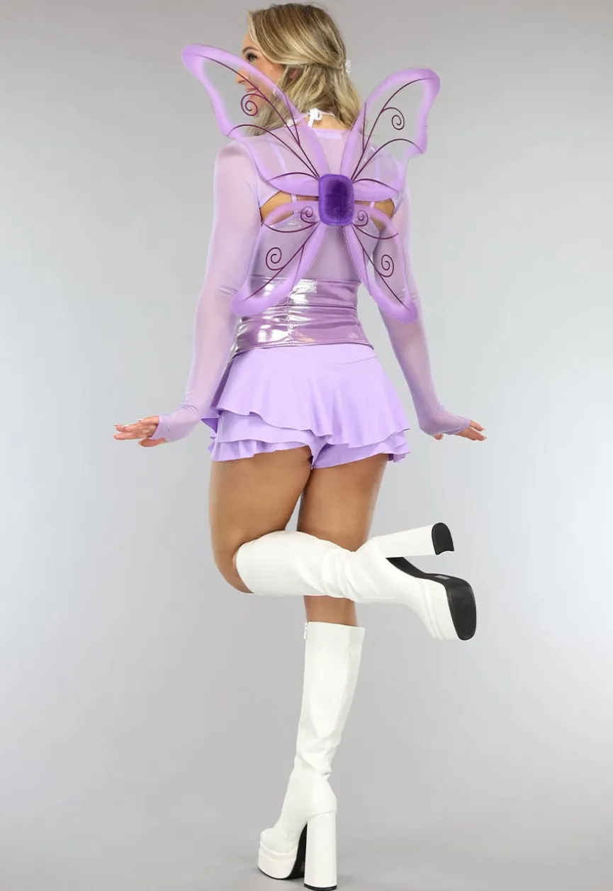 Elven Kostuum Lila Corset met Vleugels