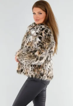 Faux Fur Jas met Luipaardprint en Kraag