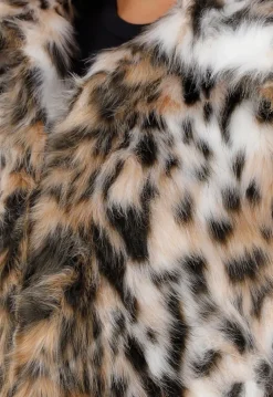 Faux Fur Jas met Luipaardprint en Kraag