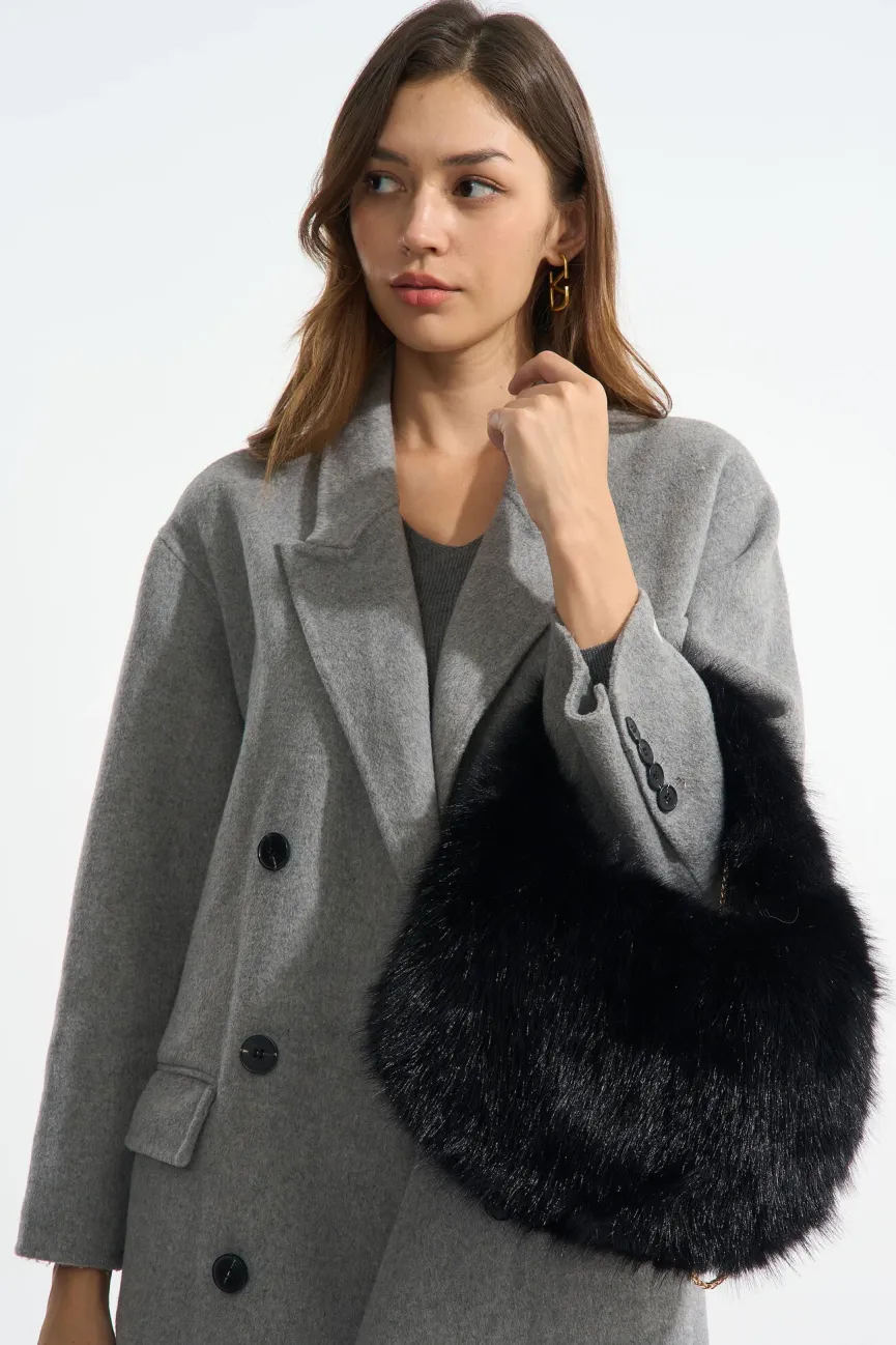 Faux Fur Tas met Gouden Schouderketting