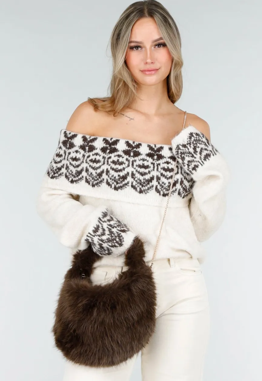 Faux Fur Tas met Gouden Schouderketting