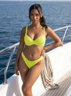 Felgele Push Up Bikinitop Met Beugels en Structuurstof
