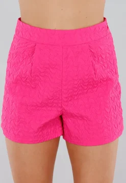 felroze Set met Gilet Top, Korte Broek en Golftextuur