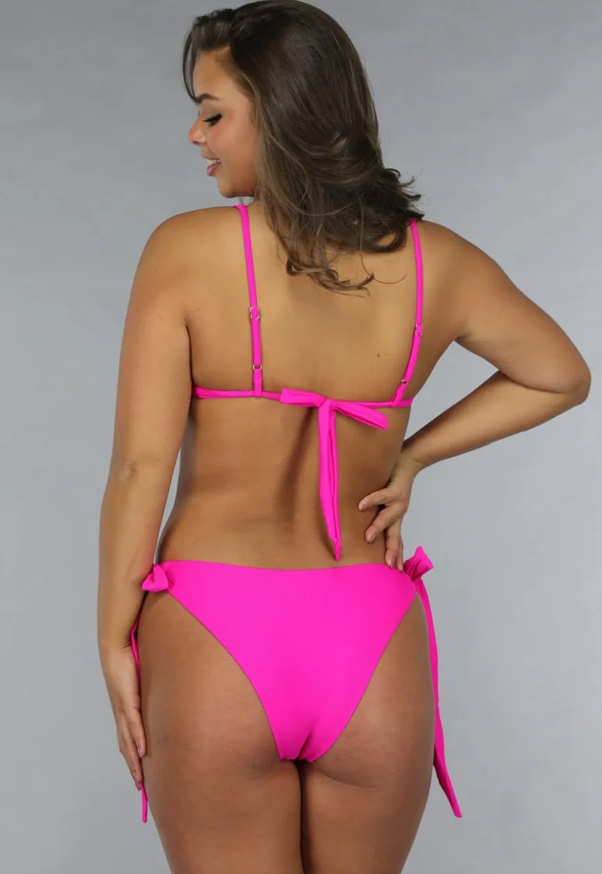 Felroze Triangel Bikinitop met Verstelbare Bandjes
