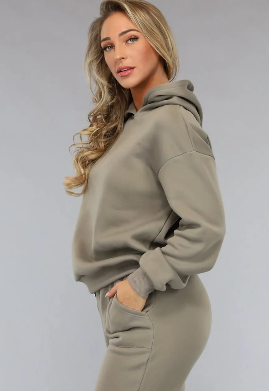 Fleece Joggingpak in Taupe