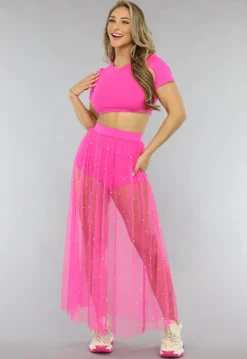 Fuchsia Festival Two Piece met Parels