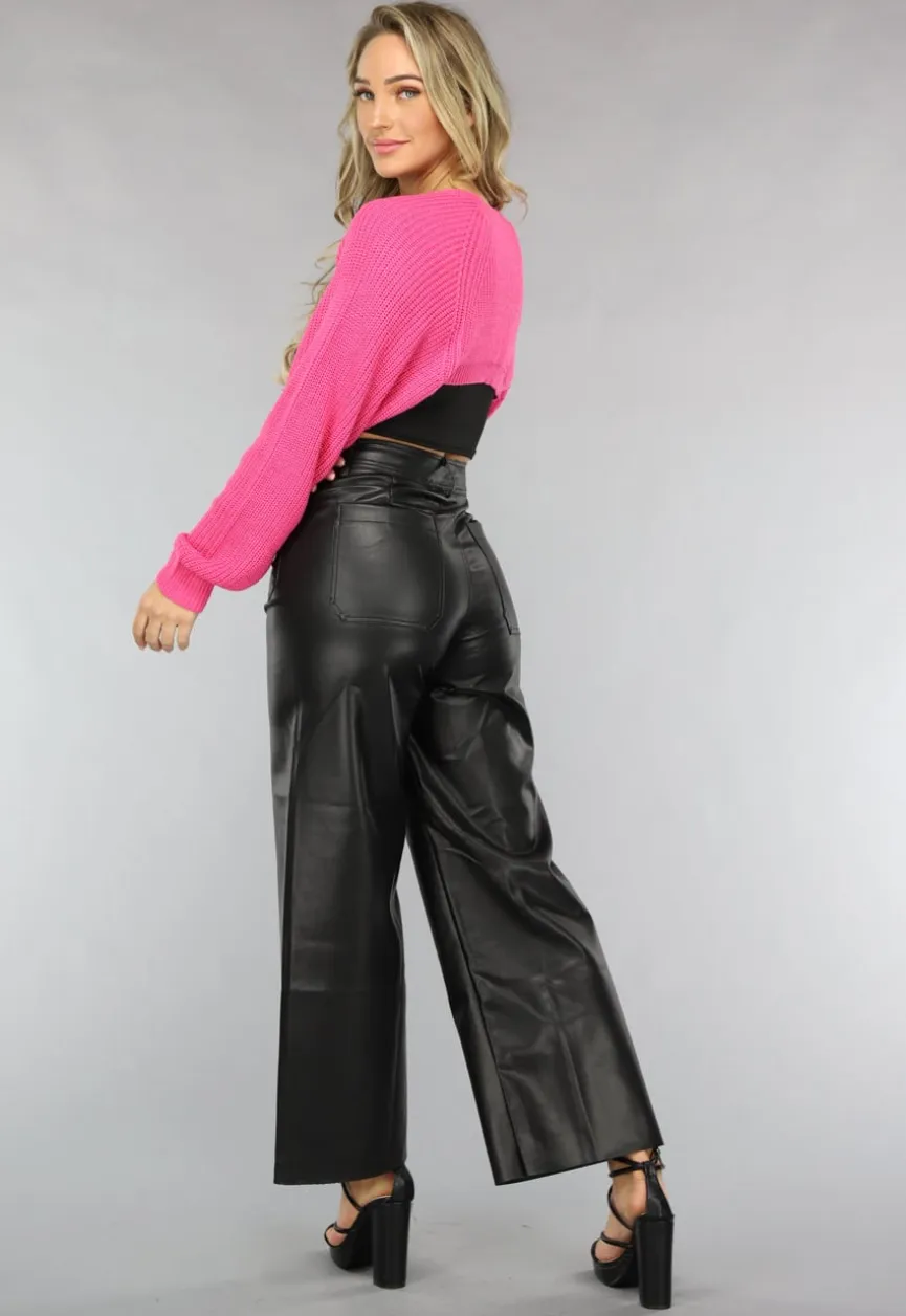 Fuchsia Gebreid Bolero Vestje