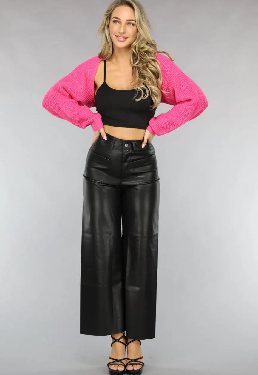 Fuchsia Gebreid Bolero Vestje