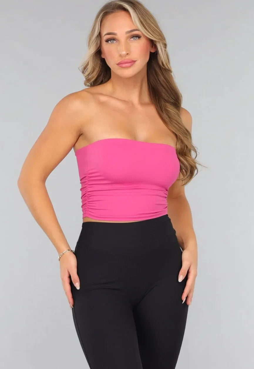 Fuchsia Rib Padded Bandeau Top