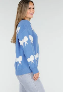 Gebreide Sweater in Blauw met Strikdetails