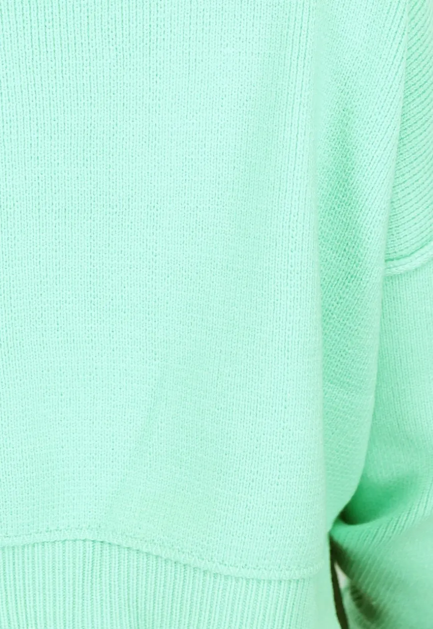 Gebreide Trui met Zichtbare Naden in Turquoise