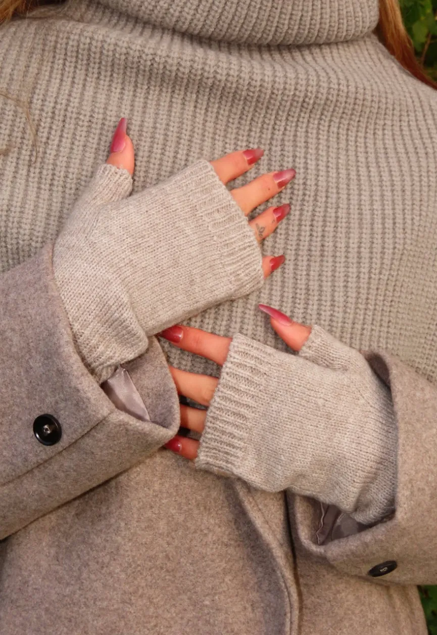 Gebreide Vingerloze Handschoenen met Duimopening