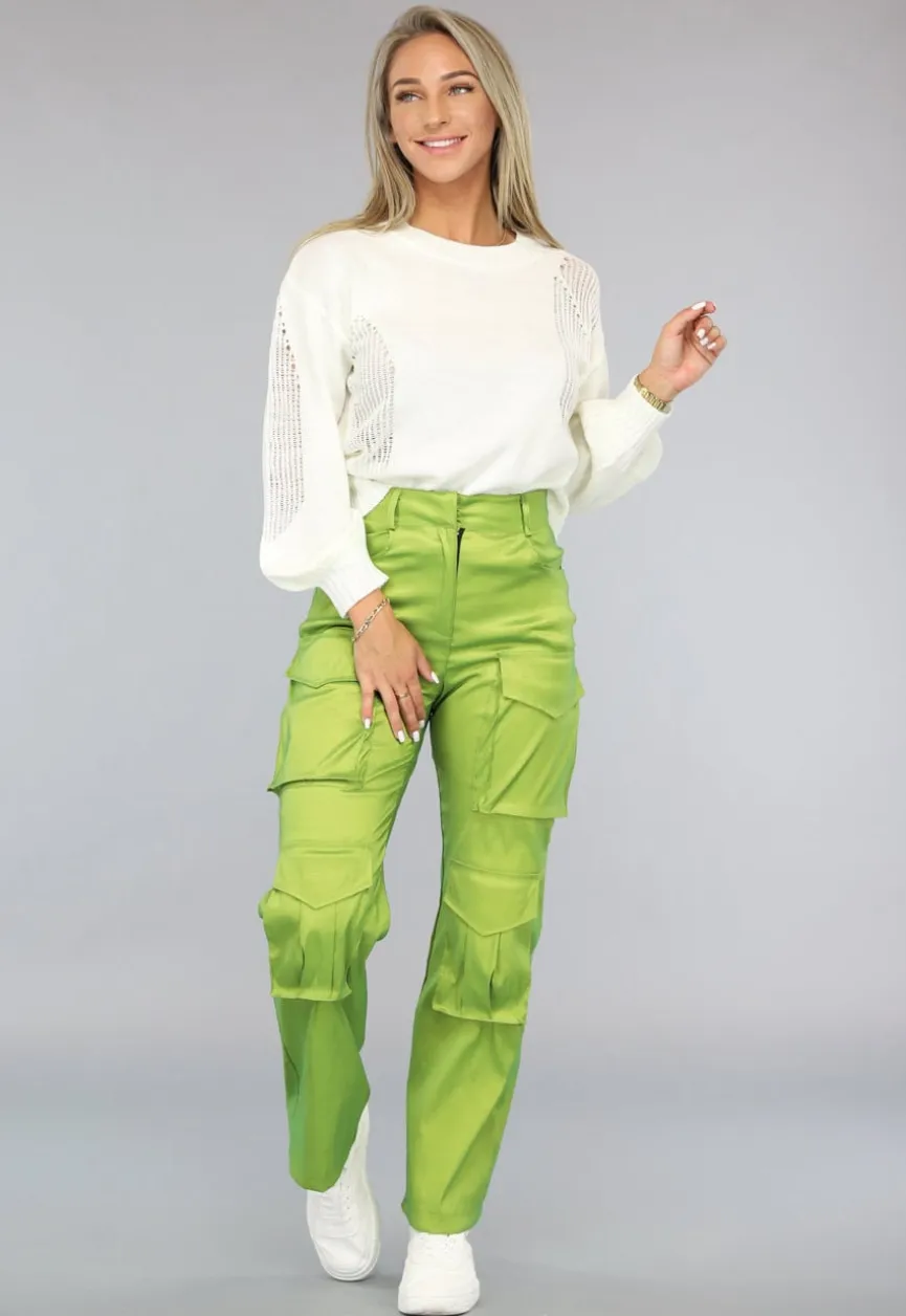 Gebroken Witte Trui met Gescheurde Look
