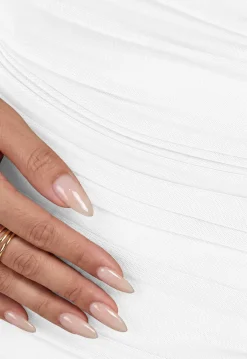 Gedrapeerde Asymmetrische Witte Jurk met One Shoulder