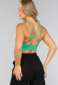 Gekruiste Groene Sporttop met Niet Uitneembare Pads