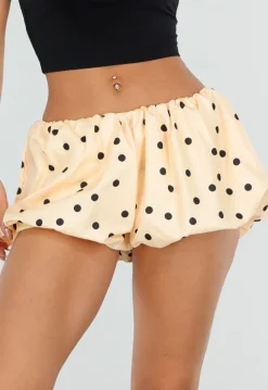Gele Ballonshort met Zwarte Stippen en Elastische Taille